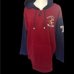 Disney Pooh Varsity Sport Tigger Hoodie Fleece Half Zip Red Blue Women’s 14W/16W